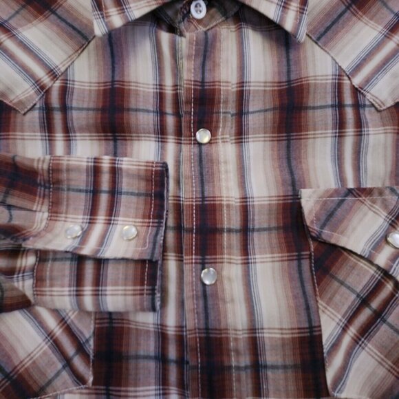 Ely Cattleman Pearl Snap Shirt Women's Large Red Plaid Long Sleeve Button Up - Picture 4 of 12
